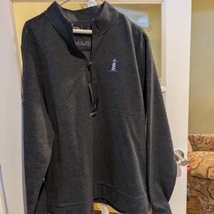 Antigua Charcoal Zip-Up Sweater with Purple Lighthouse Logo